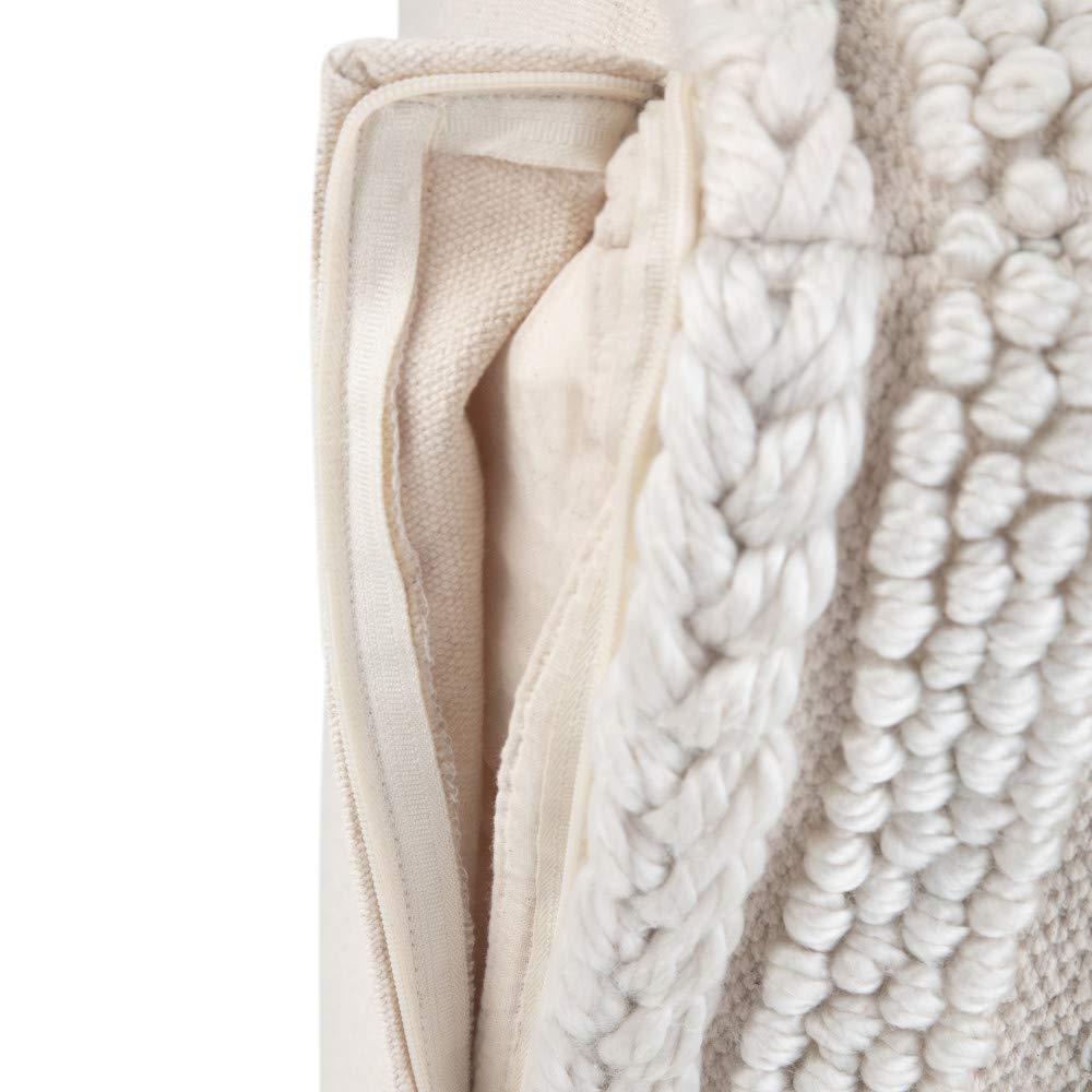 SIMPLIHOME Sommer Square Pouf Footstool Upholstered in Handloom Woven