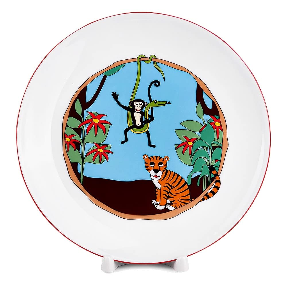 Jungle Porcelain Kids Dinnerware et Of 3 Multi Color Round 4 Piece Dishwasher - Diamond Home USA