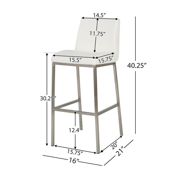 Christopher Knight Home Vasos Leather Barstools 2-Pcs Set White - Diamond Home USA