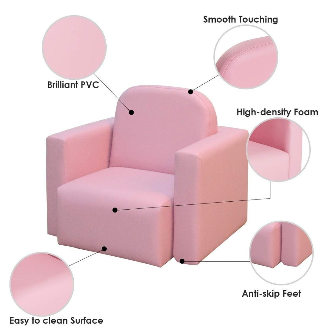 2-in-1 Multifunctional Convertible Kids Table and Chair Set Pink Modern - Diamond Home USA