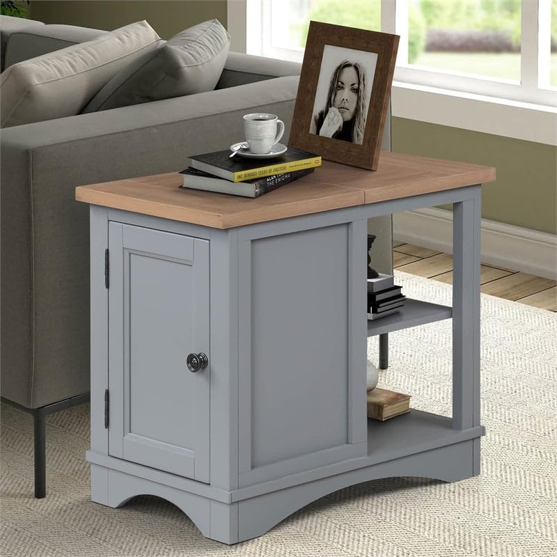 Parker House Americana Modern Traditional Wood Chairside Table in Gray - Diamond Home USA