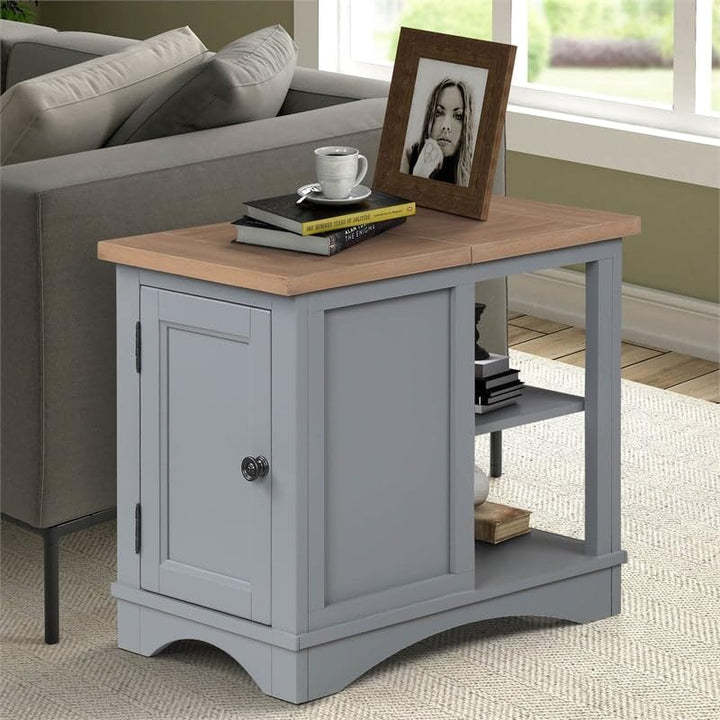 Parker House Americana Modern Traditional Wood Chairside Table in Gray - Diamond Home USA
