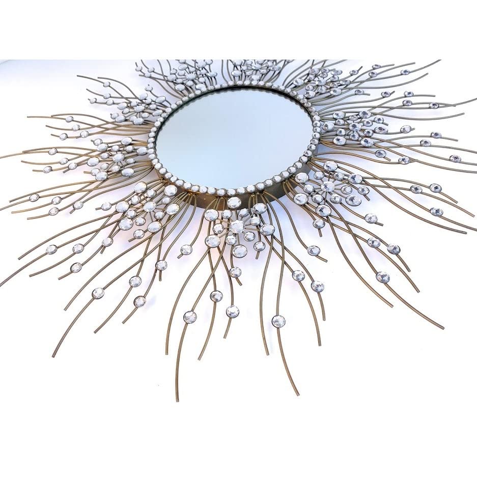 Sunburst Gold Metal Wall Mirror Modern Contemporary Handmade - Diamond Home USA