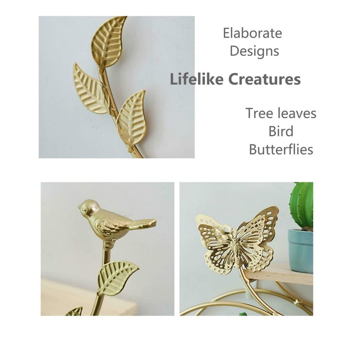 Floating Shelves Wall Mounted Set Golden Color Butterfly Shelf Gold Metal - Diamond Home USA