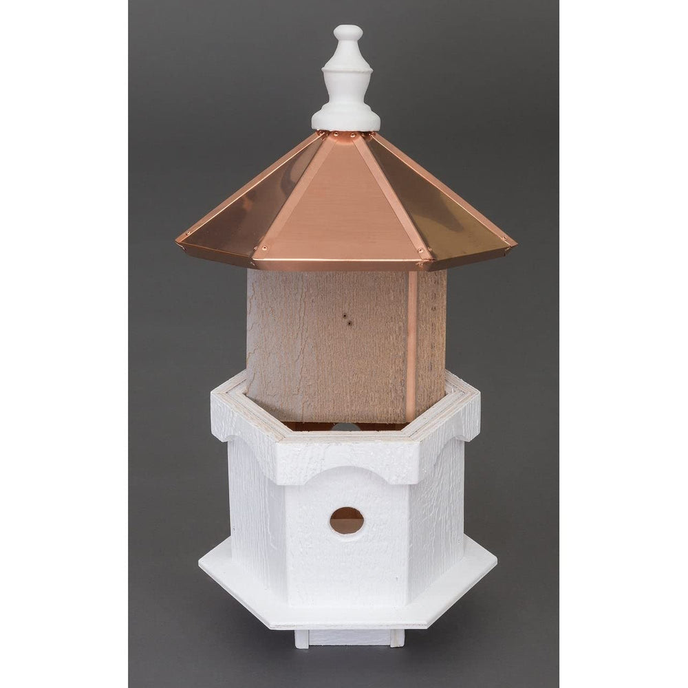Double Blue Bird House with Copper Roof White Wood - Diamond Home USA