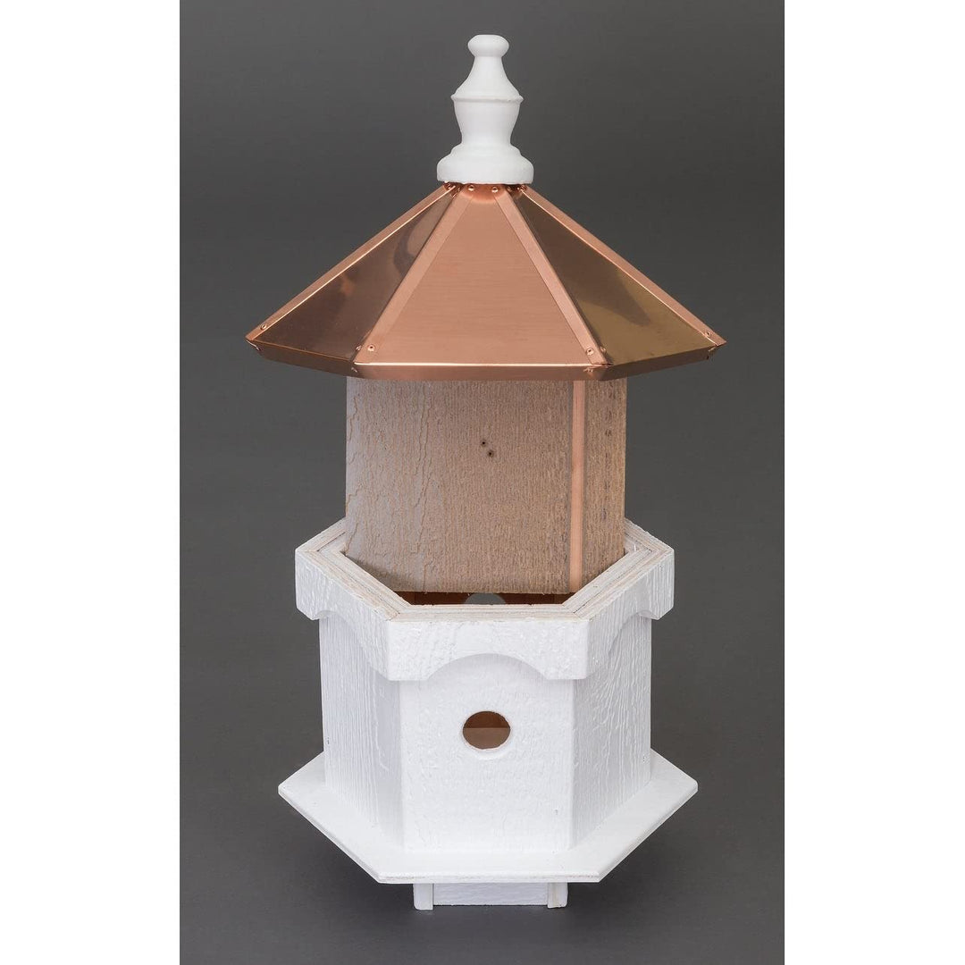 Double Blue Bird House with Copper Roof White Wood - Diamond Home USA