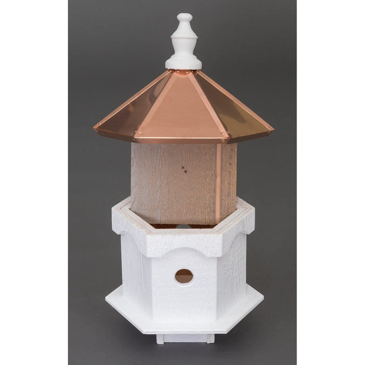 Double Blue Bird House with Copper Roof White Wood - Diamond Home USA
