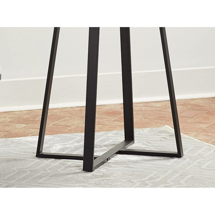 Round Marble End Table with Metal Base in White and Matte Black Modern - Diamond Home USA