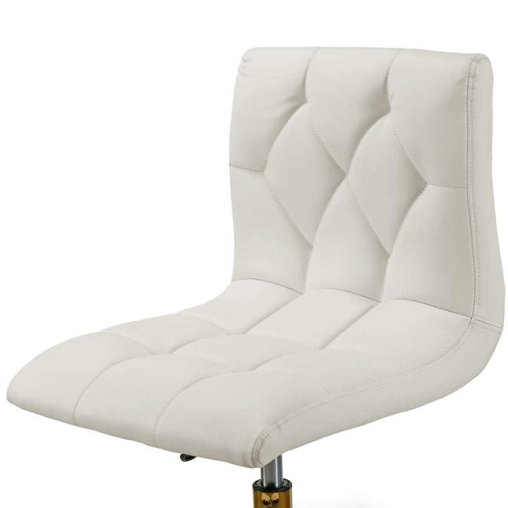 Glamour Home Aman Faux Leather Adjustable Height Swivel Office Chair in Cream - Diamond Home USA