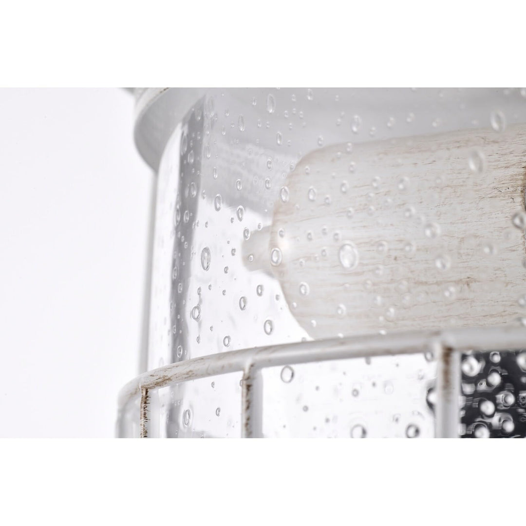 Antique White 2-Light Flush Mount with Caged Glass Shade Farmhouse Steel - Diamond Home USA