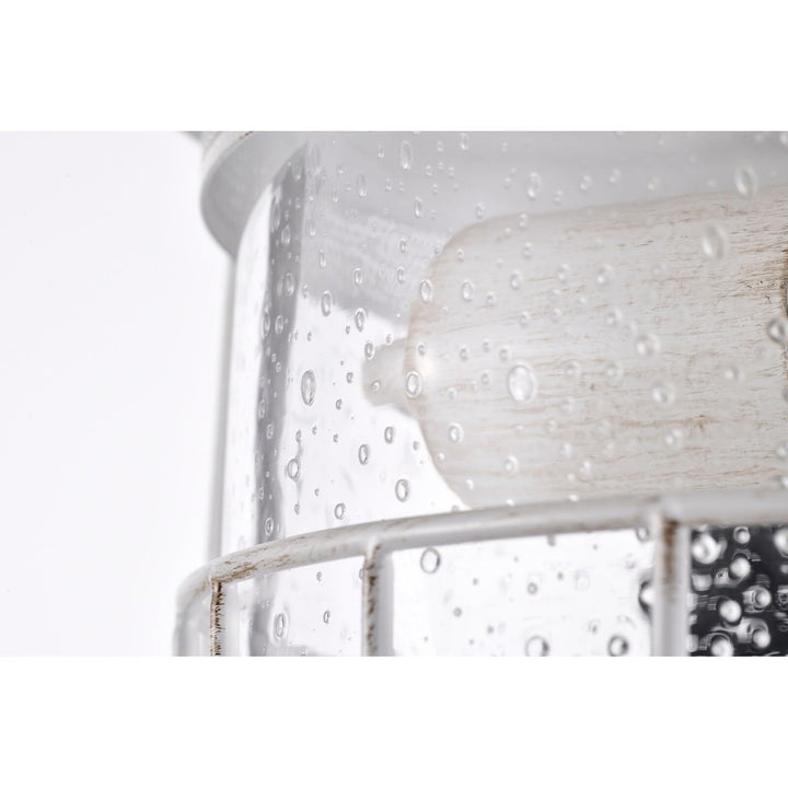 Antique White 2-Light Flush Mount with Caged Glass Shade Farmhouse Steel - Diamond Home USA