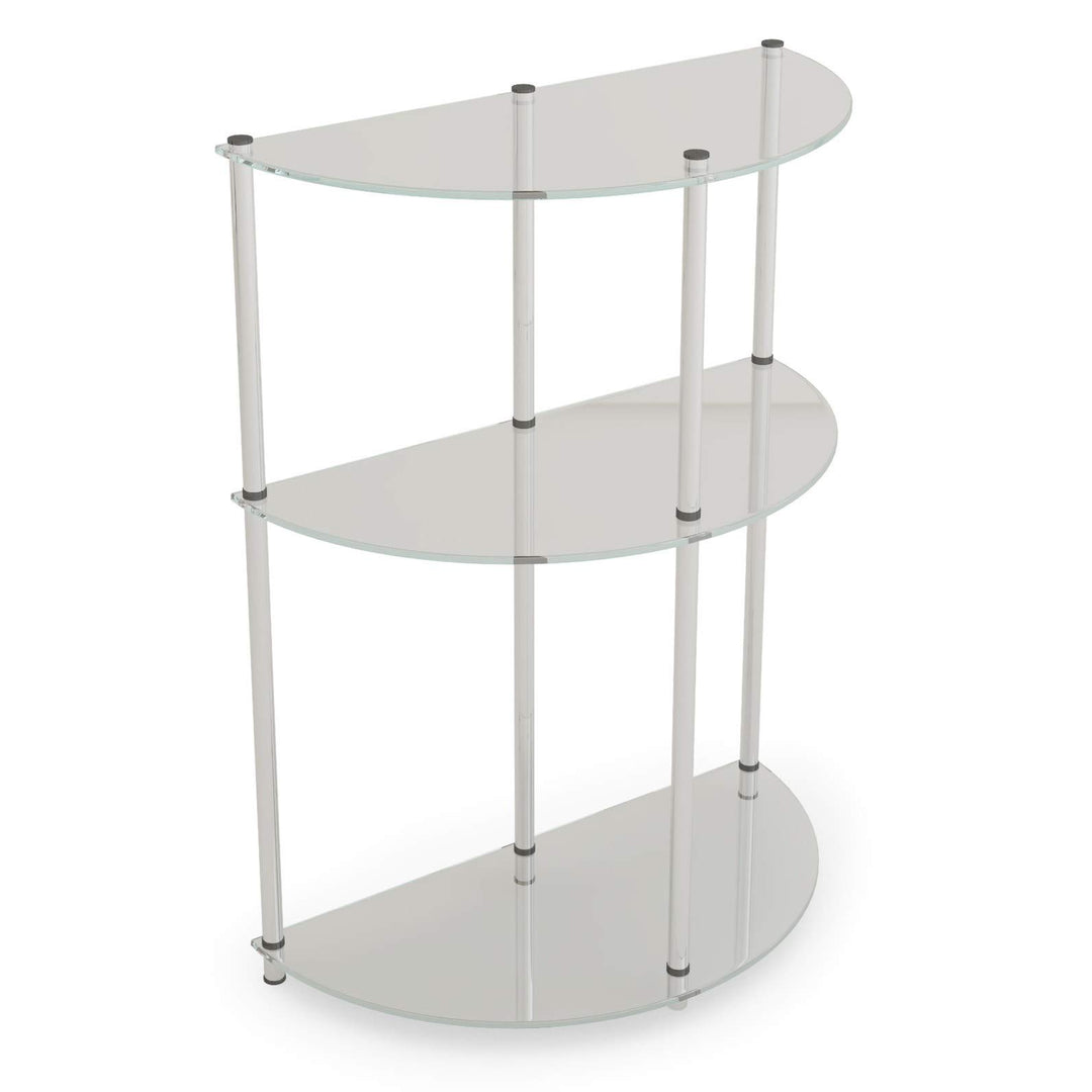 3 Tier Glass Semi Circle Table Entryway and Hallway Furniture Silver Chrome Glass/Chrome - Glass