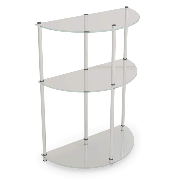3 Tier Glass Semi Circle Table Entryway and Hallway Furniture Silver Chrome Glass/Chrome - Glass