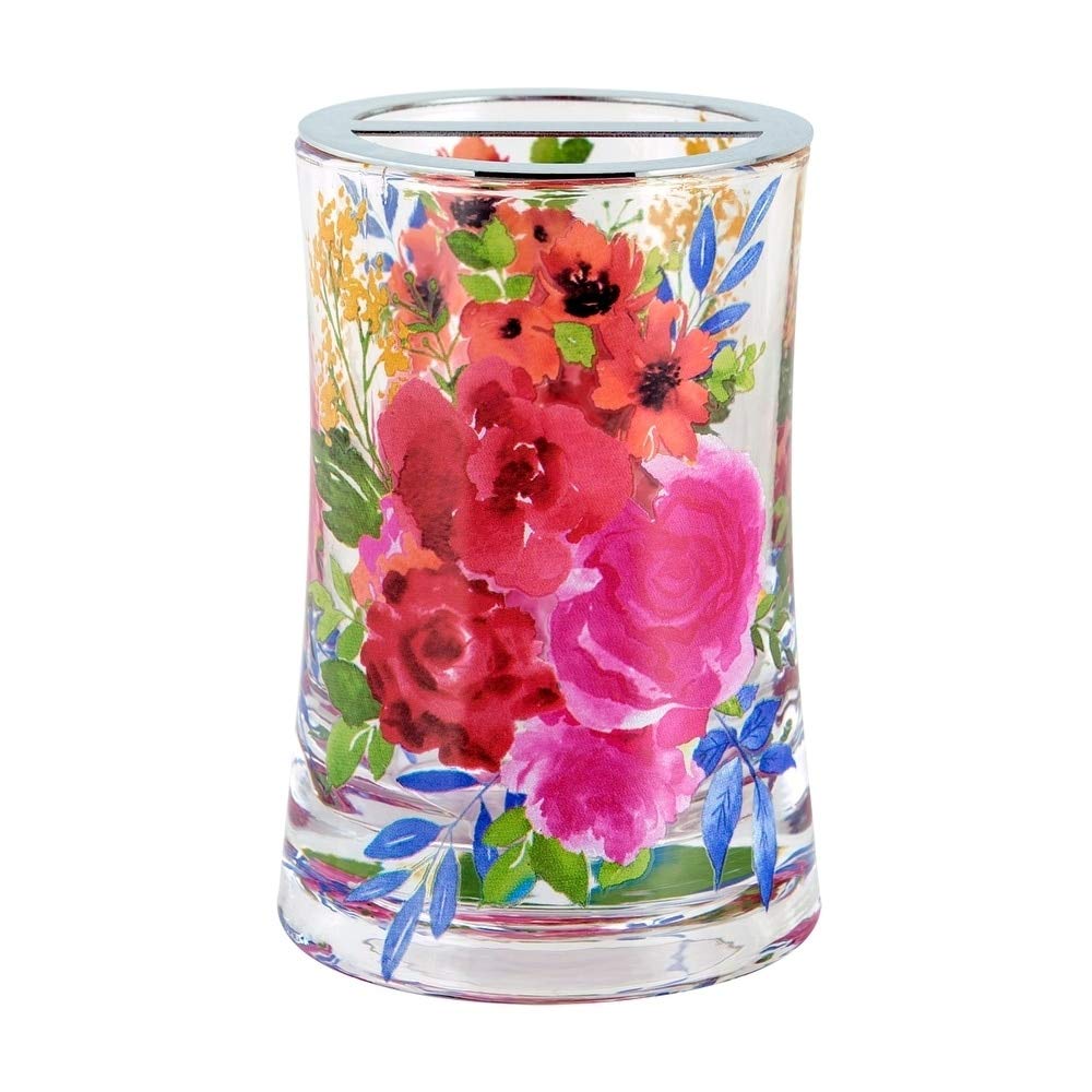 Floral Burst Toothbrush Holder Modern Contemporary Glass Single Piece