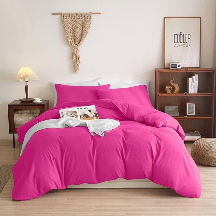 3pc Queen Duvet over Set Ultra Soft with Pillow Shams Pink Solid olor Modern