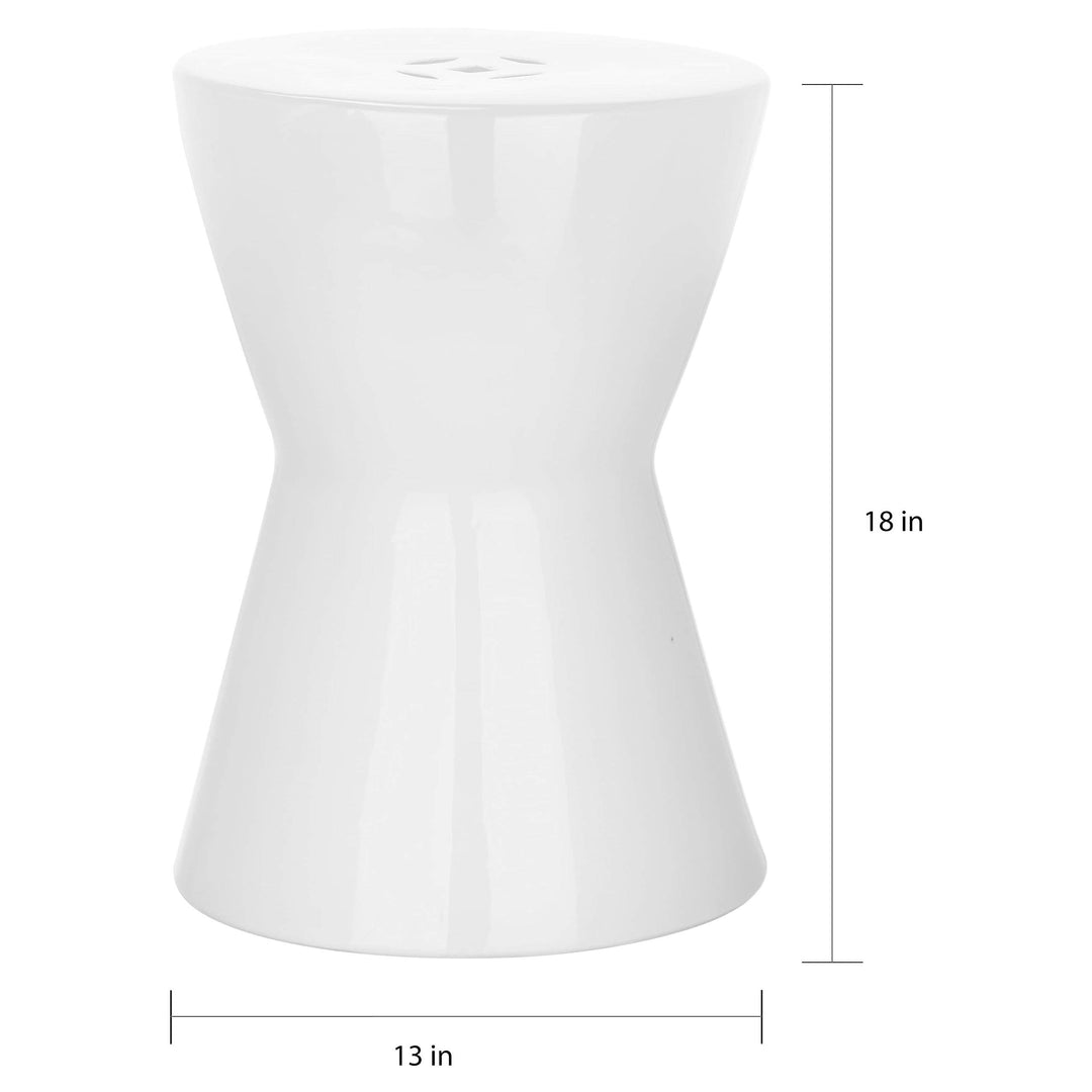 White Ceramic Decorative Garden Stool Modern Contemporary Transitional Glossy - Diamond Home USA