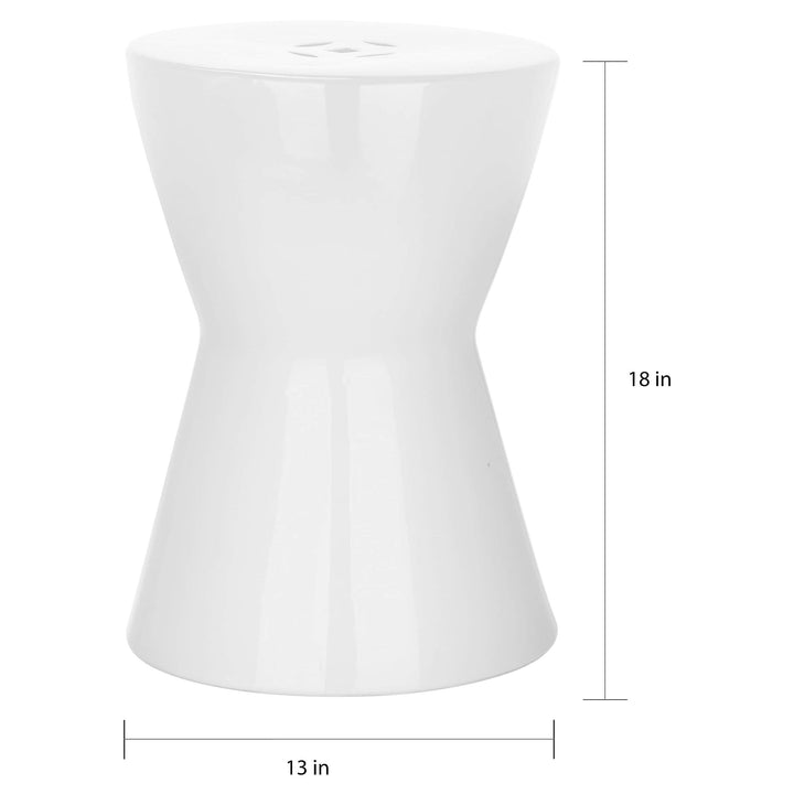 White Ceramic Decorative Garden Stool Modern Contemporary Transitional Glossy - Diamond Home USA