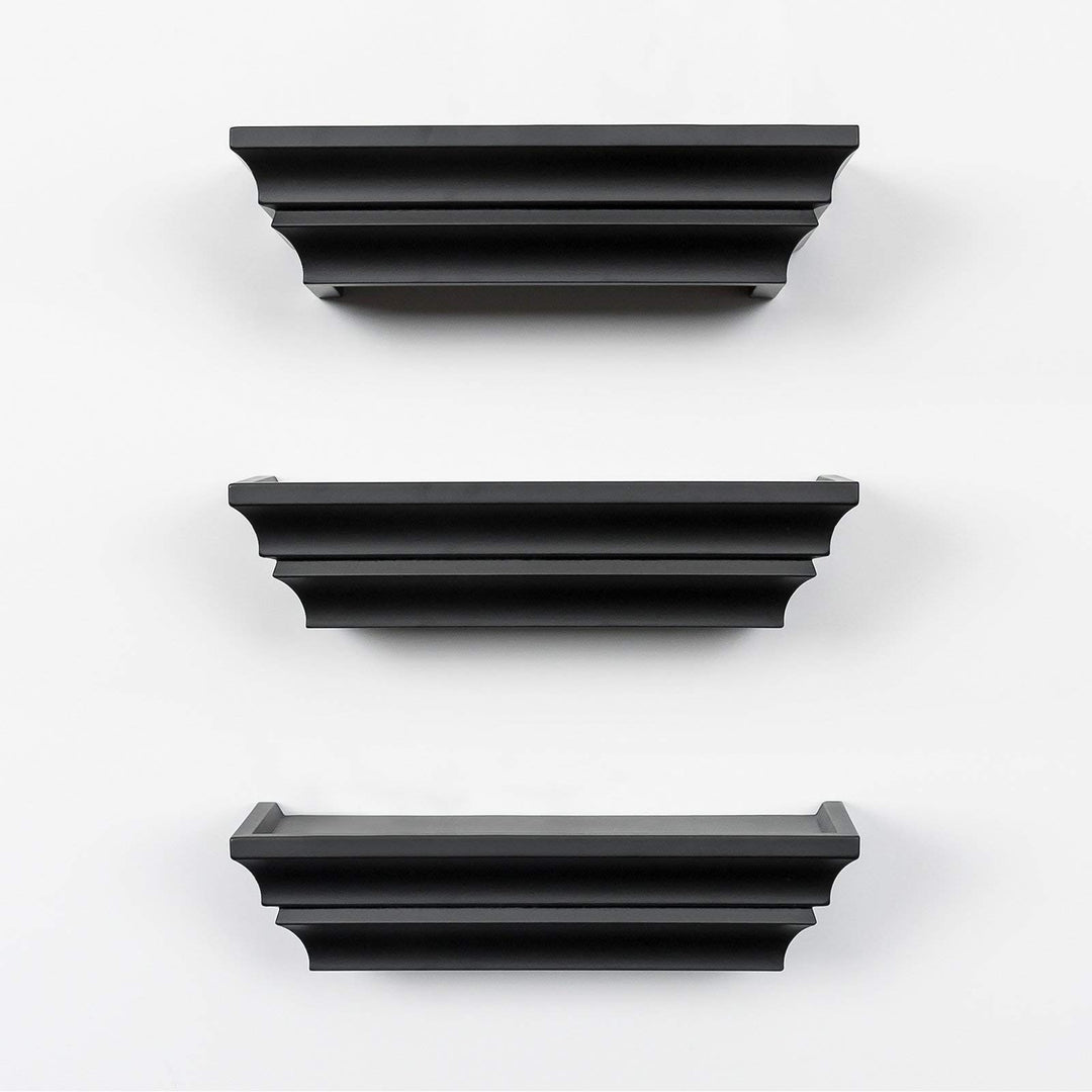 kieragrace Madison Contoured Floating Wall Shelf Espresso 24Inch Set of 3 MDF