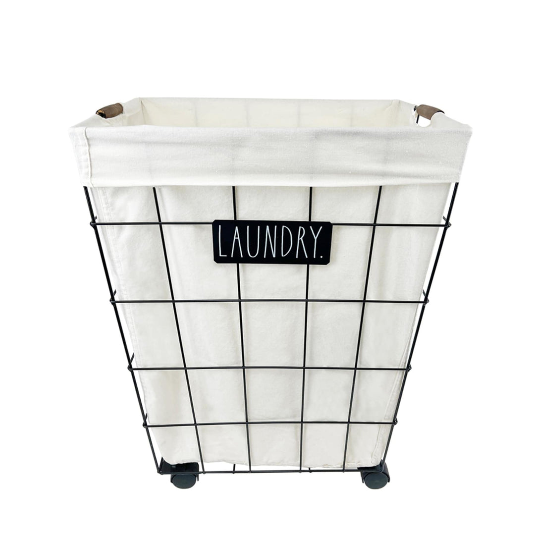 Heavy Duty Laundry Hamper On Wheels Laundry Black Metal - Diamond Home USA