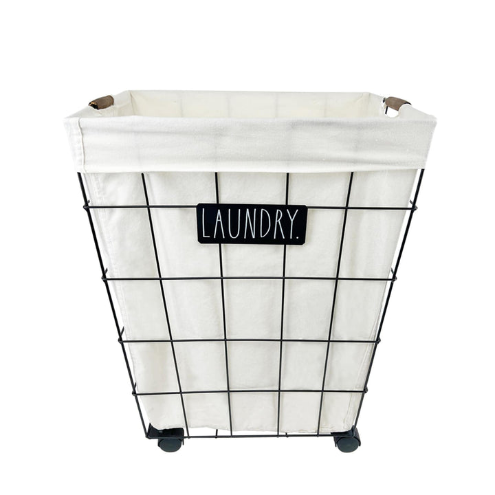 Heavy Duty Laundry Hamper On Wheels Laundry Black Metal - Diamond Home USA