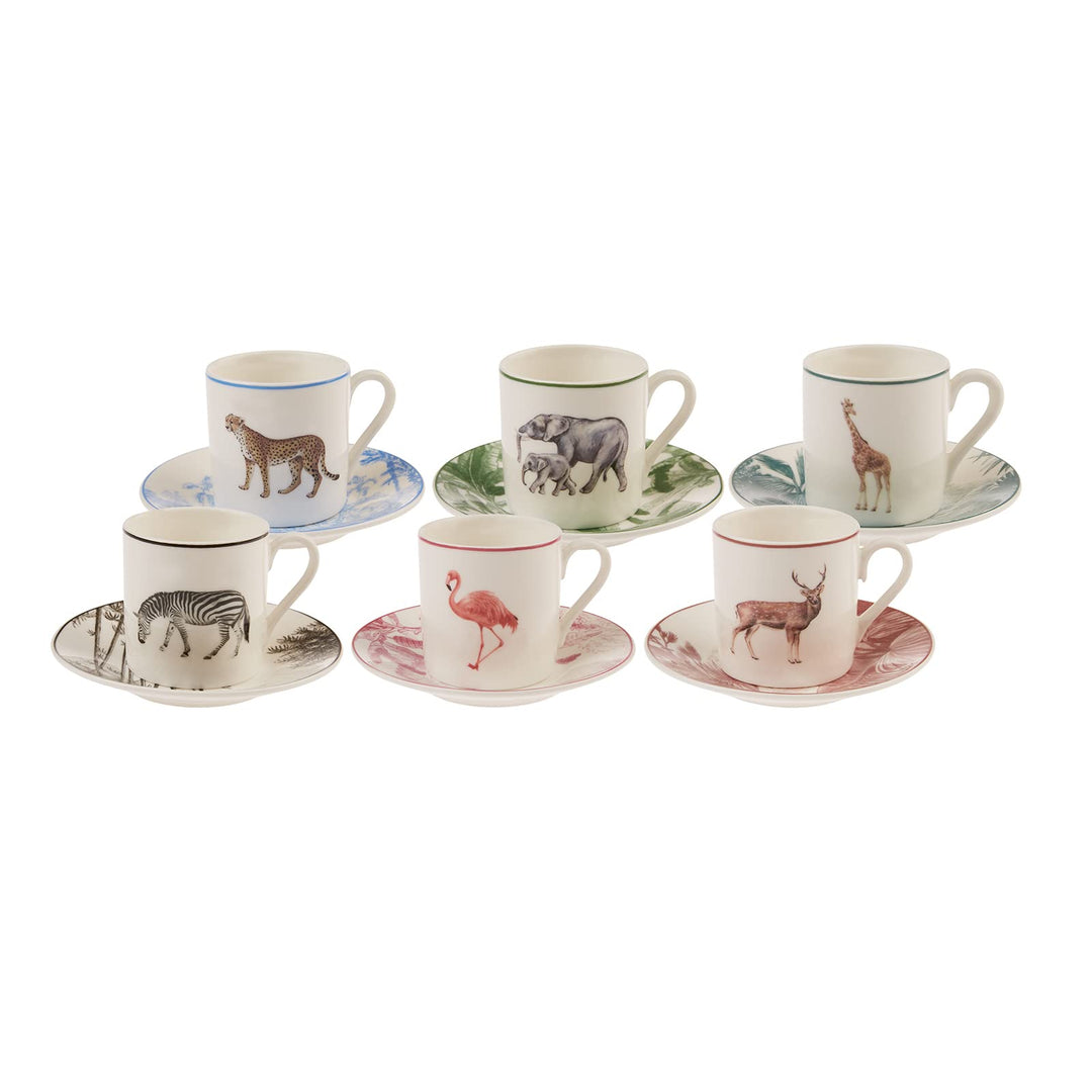 Karaca Jungle Espresso Turkish Coffee Service for 6 People Porcelain 12 Pcs