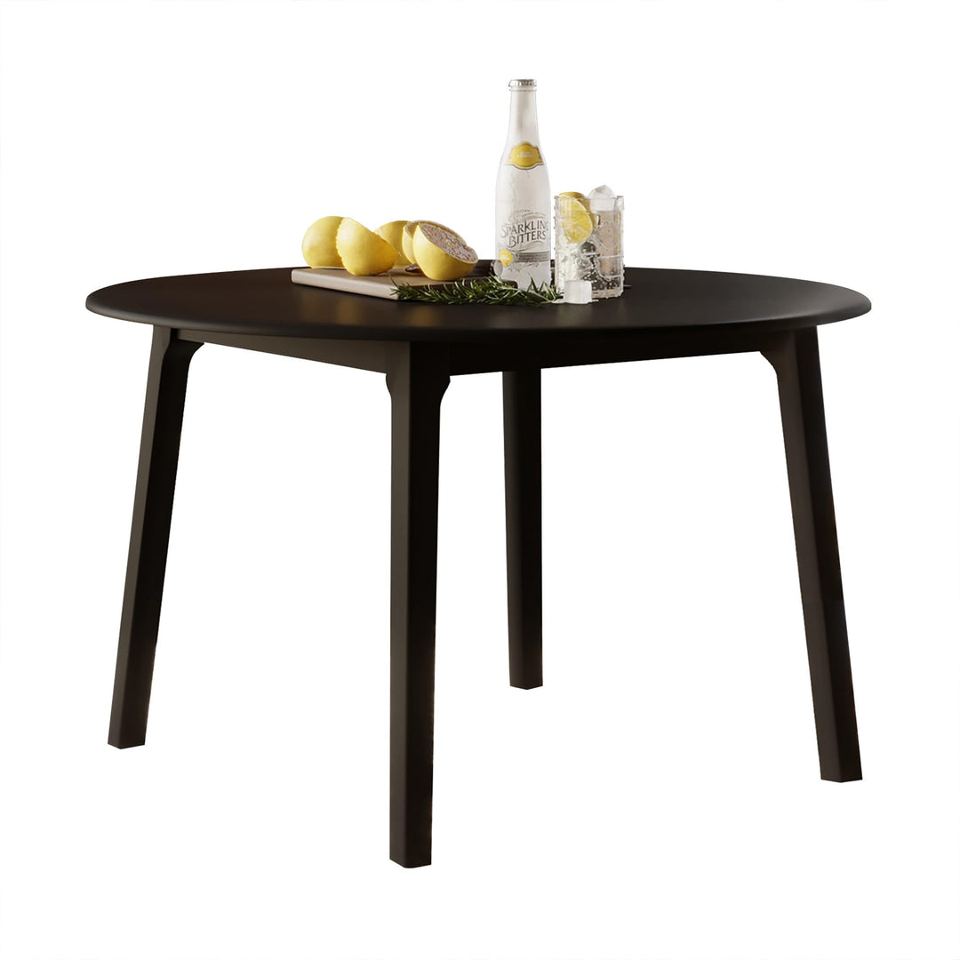Transitional Drop-Leaf Dining Table Black Farmhouse Round Wood Finish - Diamond Home USA