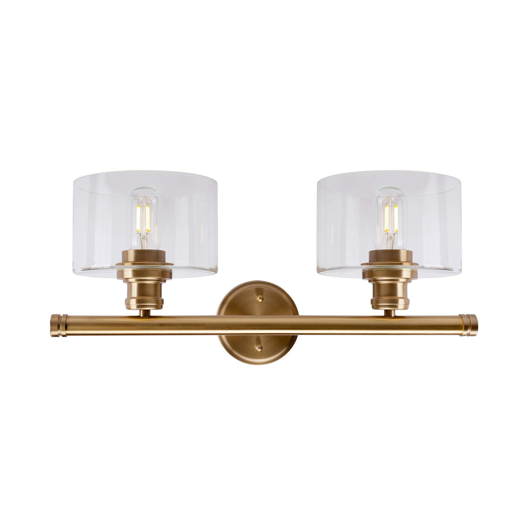 2-Light Soft Gold Bath Light with Clear Glass Modern Contemporary Steel - Diamond Home USA