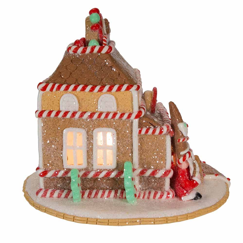 Kurt S. Adler Lighted Shop Gingerbread House 7.5-Inch Brown - Diamond Home USA