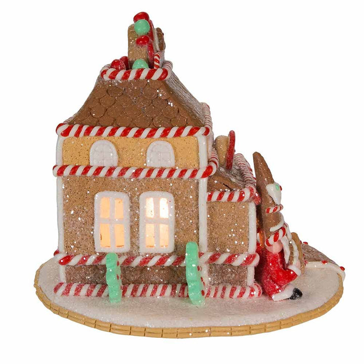 Kurt S. Adler Lighted Shop Gingerbread House 7.5-Inch Brown - Diamond Home USA