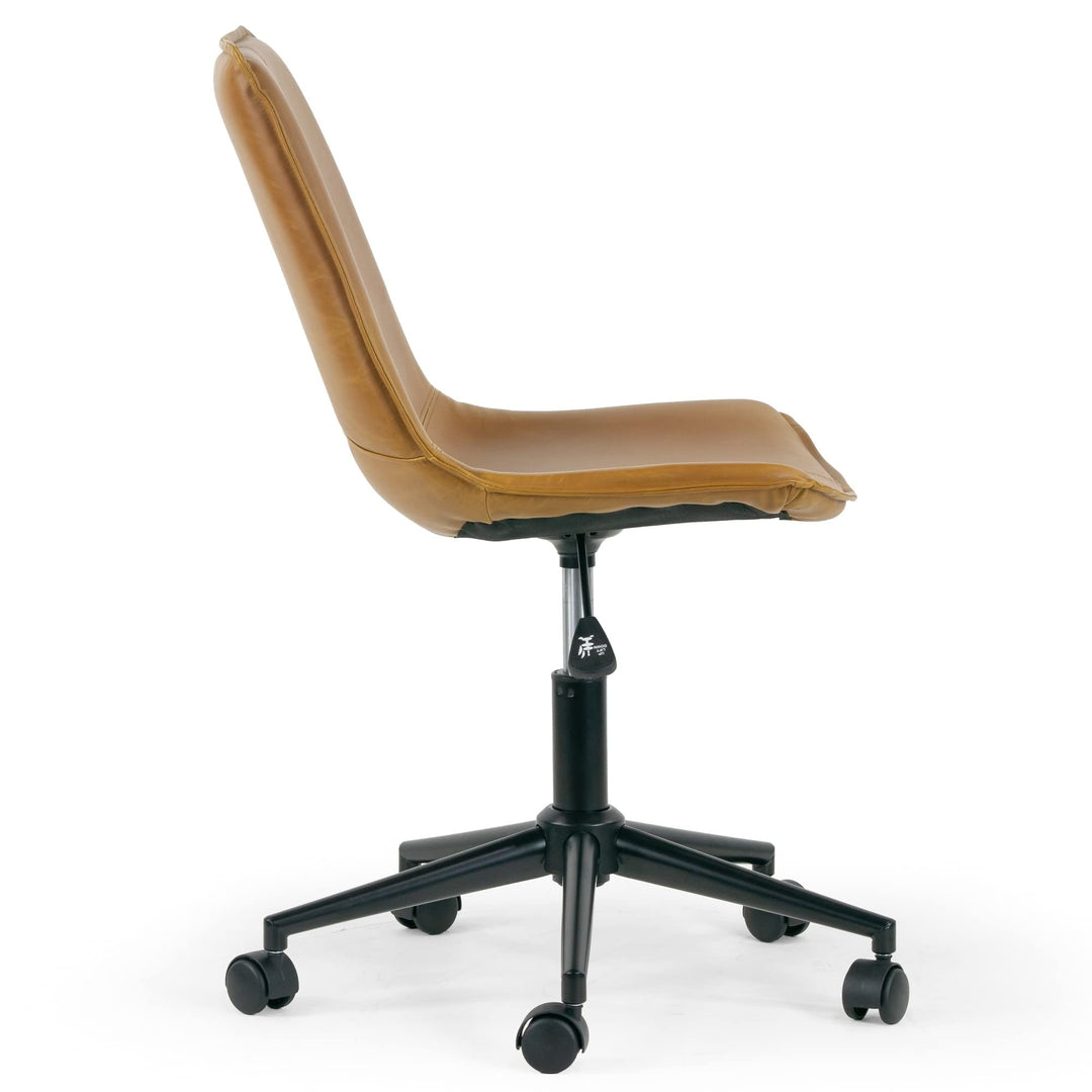 Light Brown Leather Adjustable Height Swivel Office Chair Modern Contemporary - Diamond Home USA