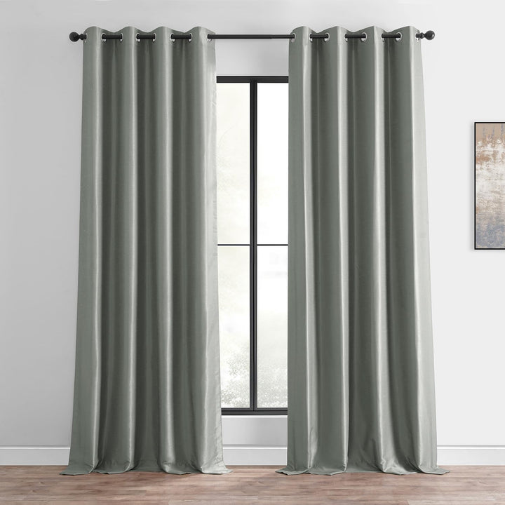 HPD Half Price Drapes Grommet Blackout Curtains for Bedroom Faux Dupioni Silk 50 50 x 96 - Silver