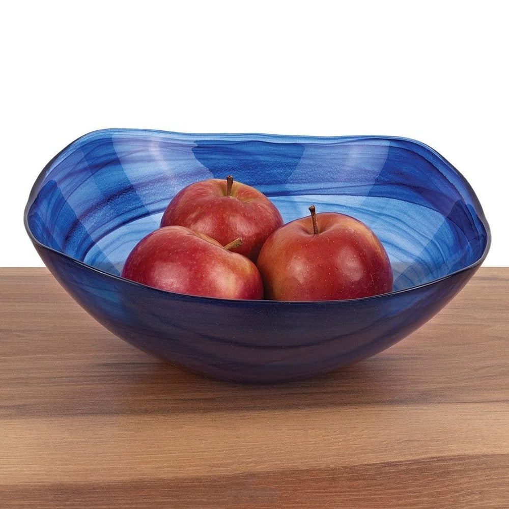 Cobalt Blue Square Glass 10 Inch Bowl - Diamond Home USA