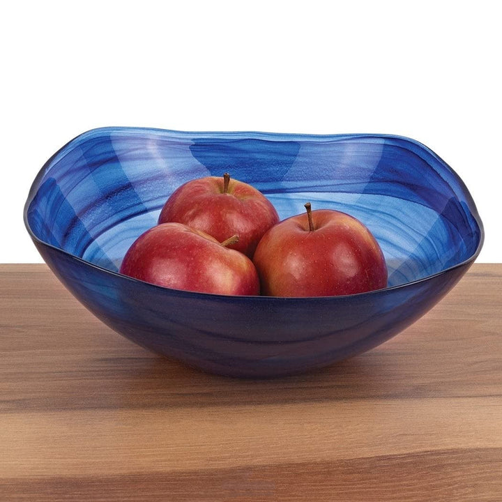 Cobalt Blue Square Glass 10 Inch Bowl - Diamond Home USA