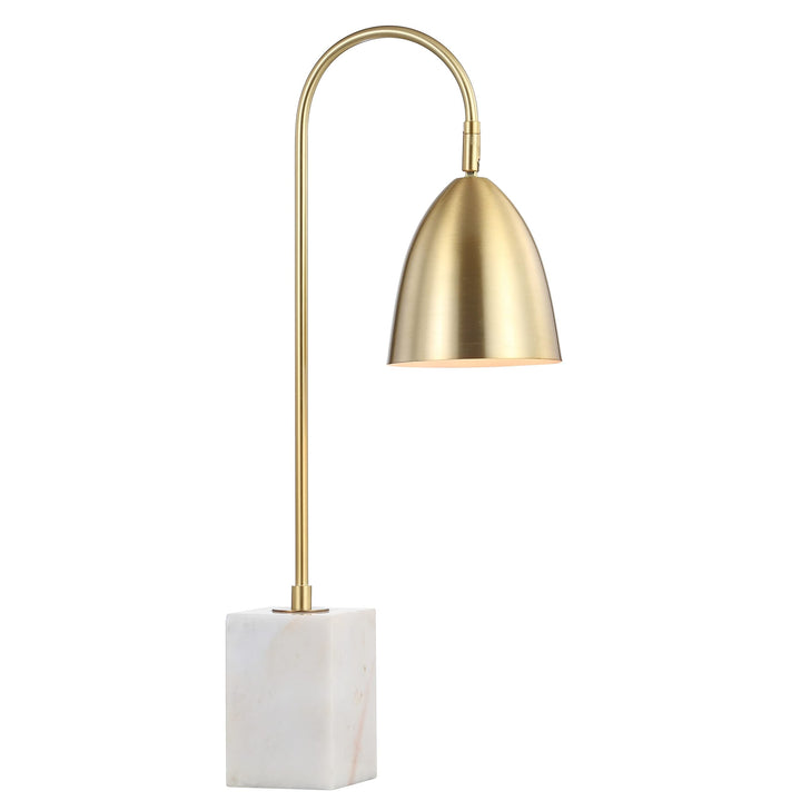 26" Gold Arched Metal with Marble Base Led Table Lamp Brass Gold/White White - Diamond Home USA