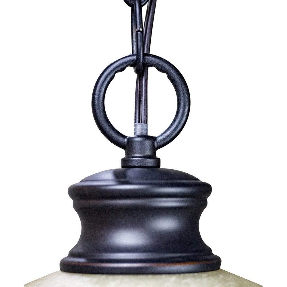 Plug in Swag Pendant Light Oil Rubbed Bronze 16" Glass Shade Cream Modern - Diamond Home USA
