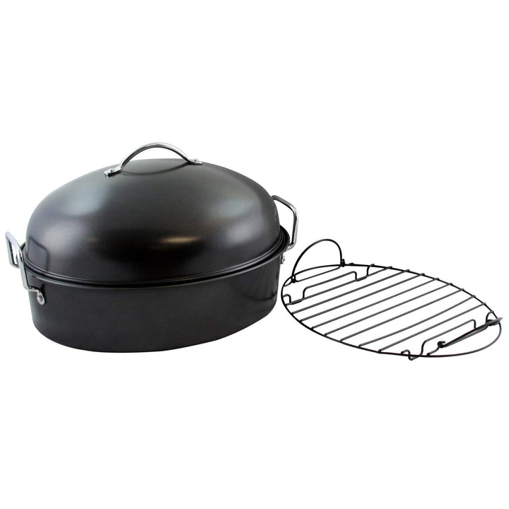 High Dome Oval Roaster Set in Black Steel - Diamond Home USA