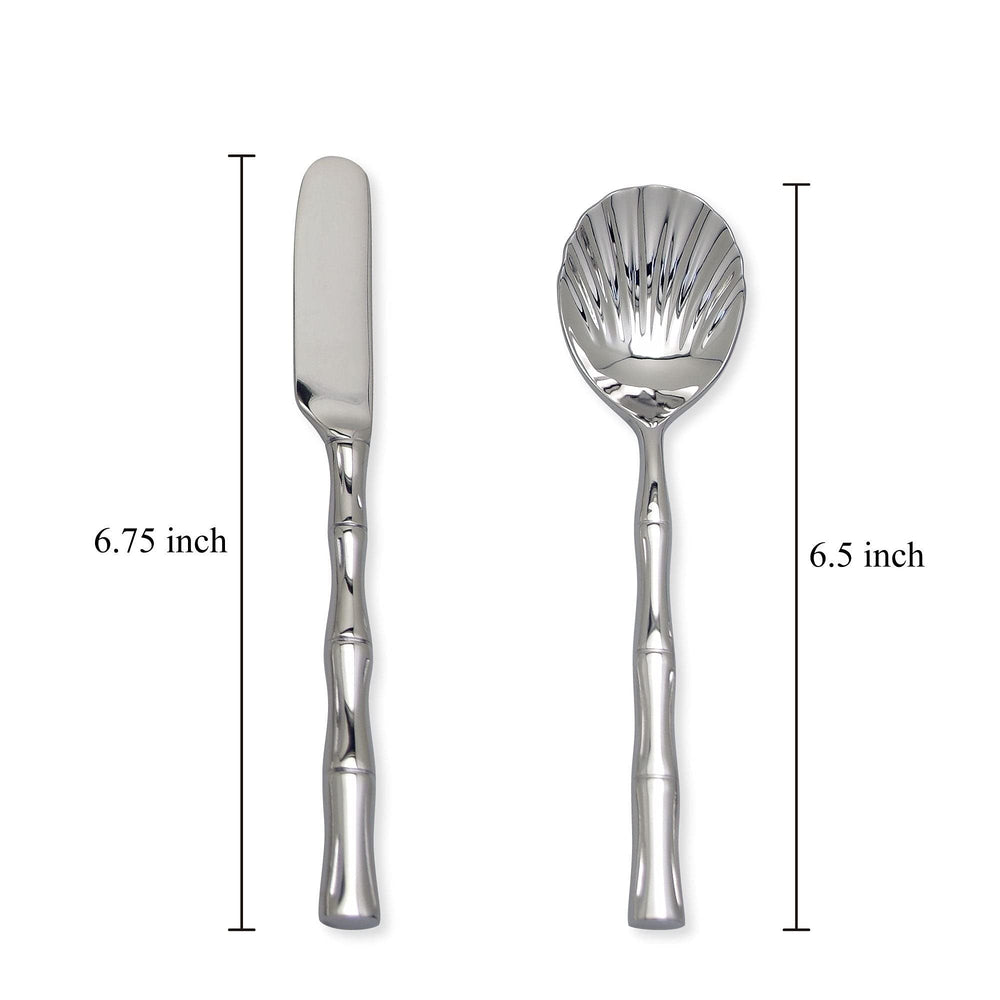 6-piece 18/8 Stainless Steel Butter Spreader Set With Bamboo Style Handle Silver - Diamond Home USA