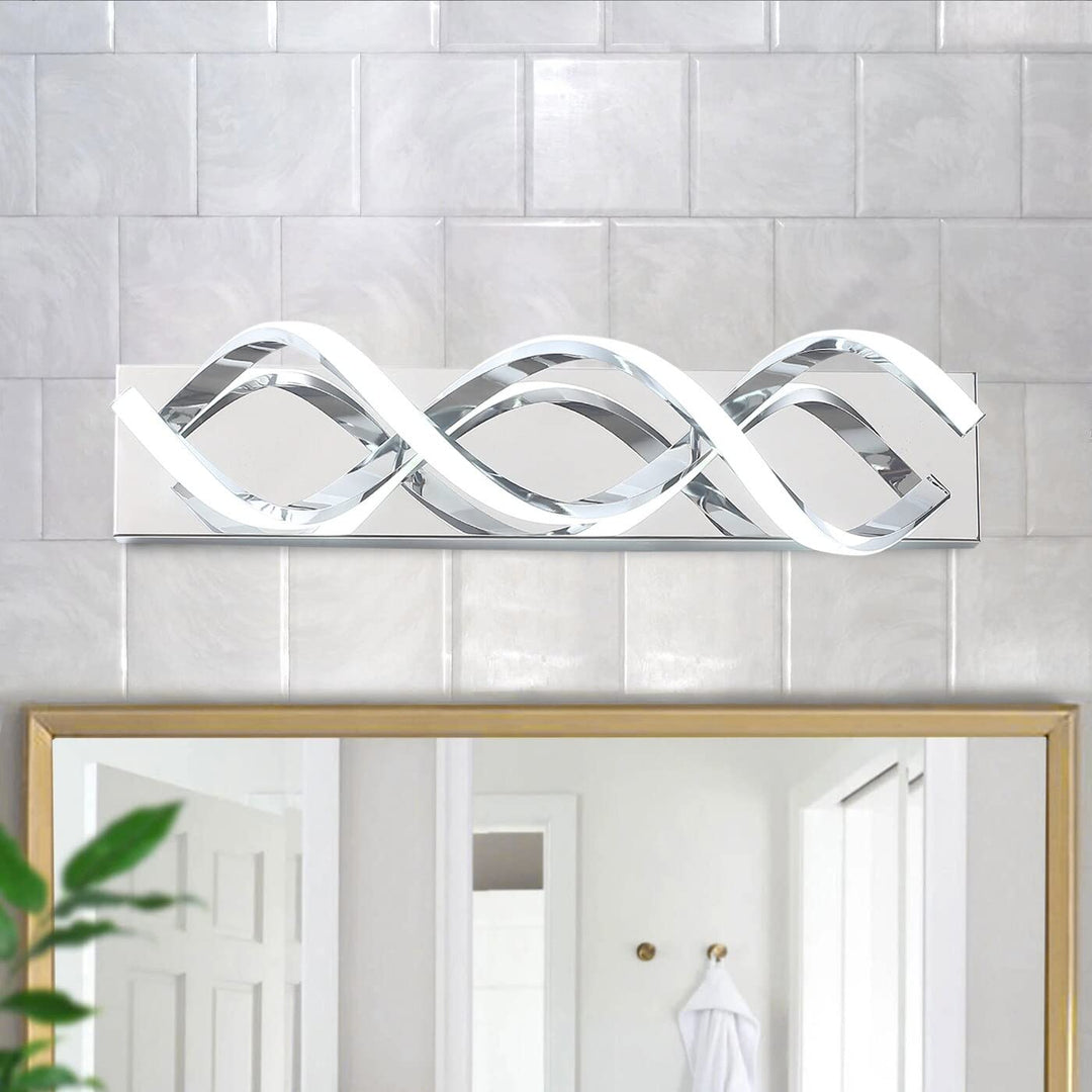 Modern 2-light Wavy Linear Led Bathroom Vanity Lighting Fixture Silver - Diamond Home USA