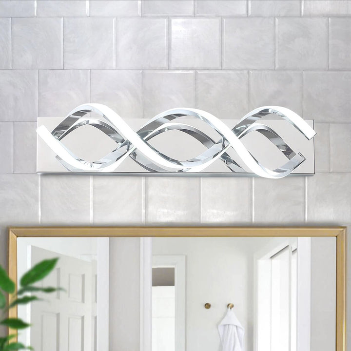 Modern 2-light Wavy Linear Led Bathroom Vanity Lighting Fixture Silver - Diamond Home USA