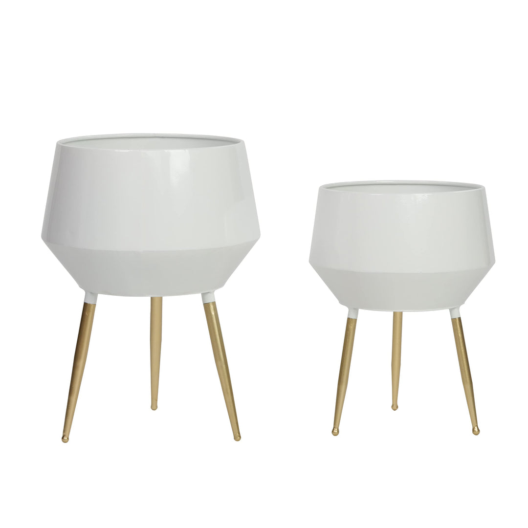 Huxley Mid Century Modern Planters - White (Set of 2).. - Diamond Home USA