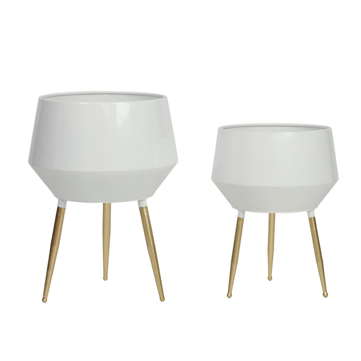 Huxley Mid Century Modern Planters - White (Set of 2).. - Diamond Home USA
