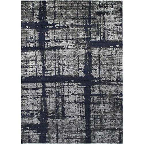 Rugs Distressed Gray and Charcoal Grey Rectangular Accent Area Rug with Midnight - Diamond Home USA