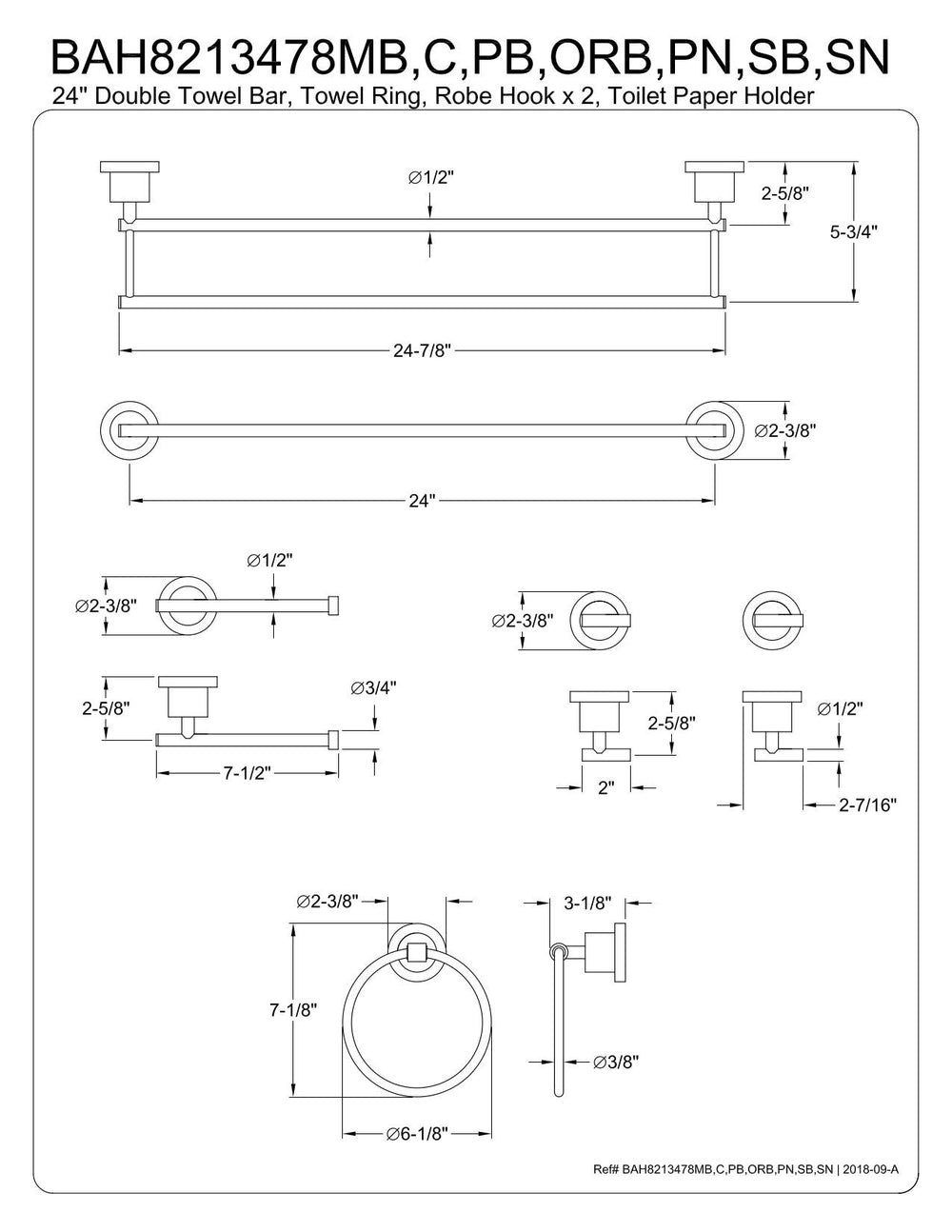 Kingston Brass Concord 5-Piece Bathroom Hardware Set