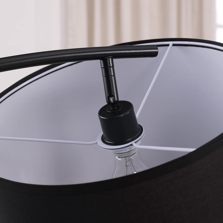 ORE HBL2779 Oscar Pendulum Style White Metal Floor Lamp On White Marble Base 65" Black - Diamond Home USA