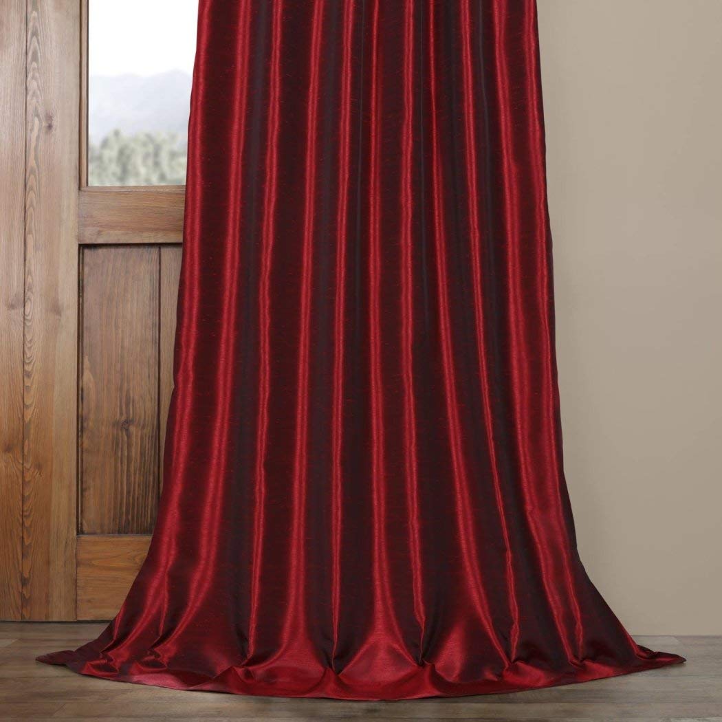 1 Piece 120 Inch Vintage Textured Faux Dupioni Silk Girls Curtain Single