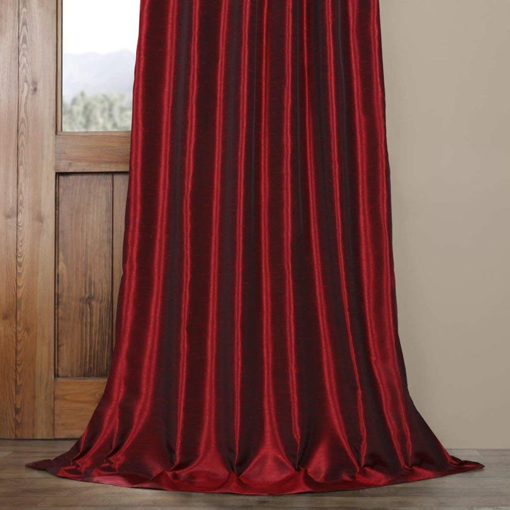 1 Piece 120 Inch Vintage Textured Faux Dupioni Silk Girls Curtain Single