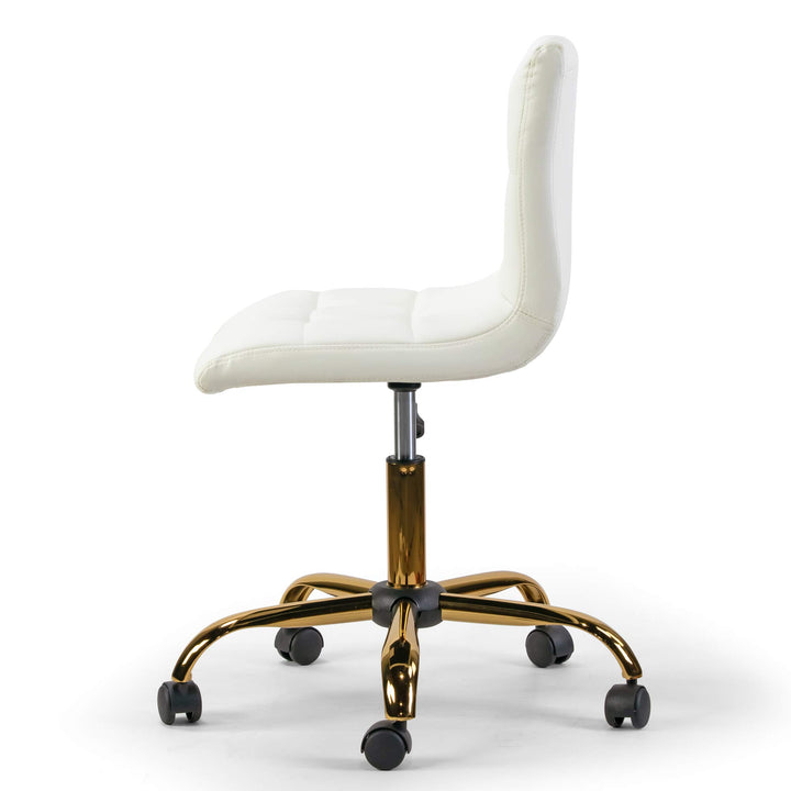 Glamour Home Aman Faux Leather Adjustable Height Swivel Office Chair in Cream - Diamond Home USA