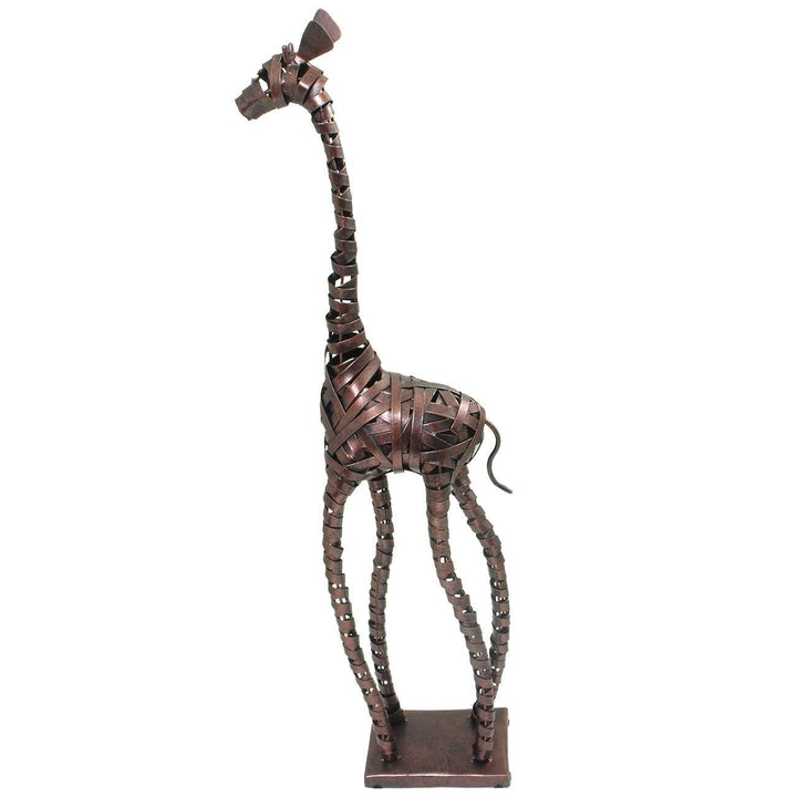 Gentle Giants - Intricate Handwoven Metal Slim Giraffe Statue Copper Animals