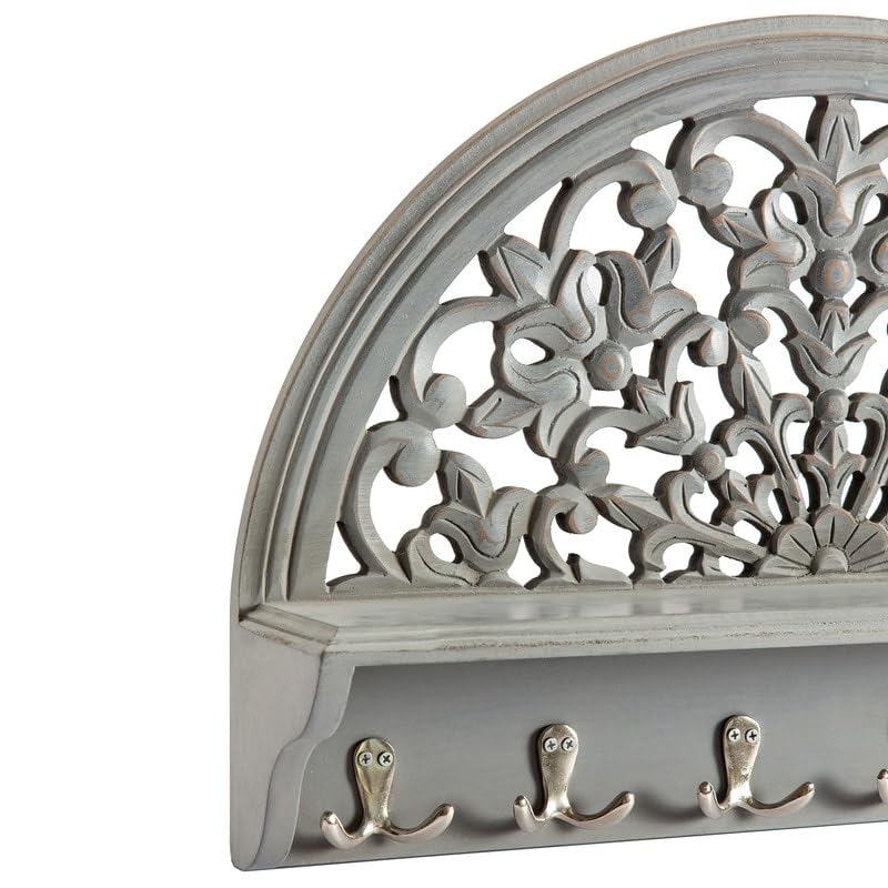 Round Decorative Grey Carved 24-in Wall Hanging 24in X 16in 5in MDF - Diamond Home USA