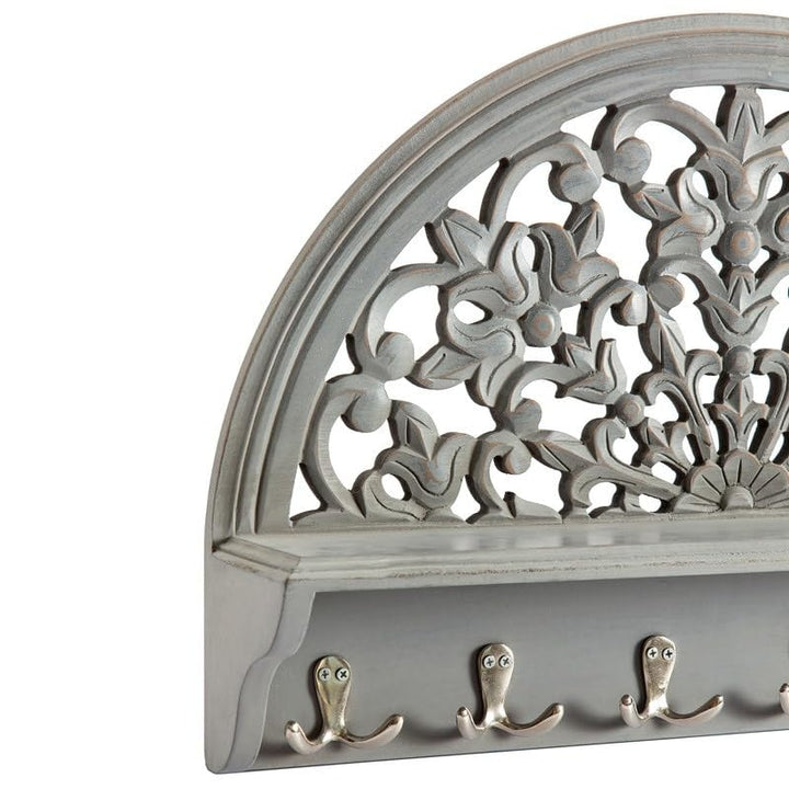 Round Decorative Grey Carved 24-in Wall Hanging 24in X 16in 5in MDF - Diamond Home USA